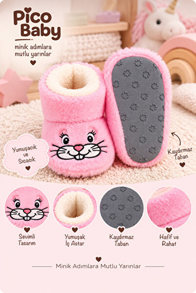 Pico Baby Bebek & Çocuk Kaydırmaz Tabanlı Ev Botu / Panduf / Kışlık Peluş Bot...