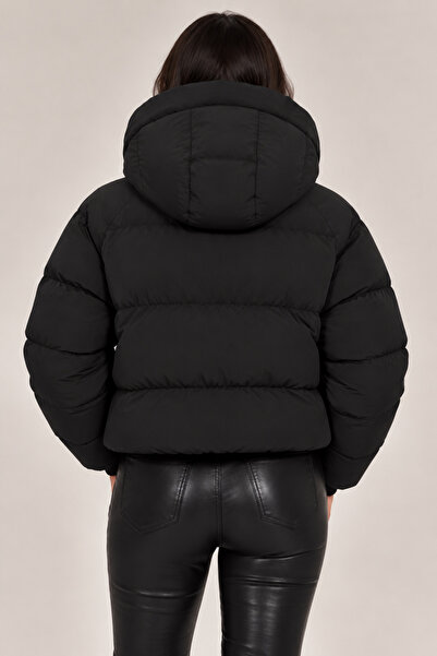 Modayıldızlar Kadın Kapüşonlu Oversize Şişme Mont – Çıtçıtlı Kalın Kışlık Mont