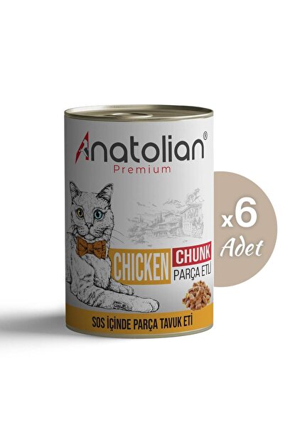 Anatolian Premium Tavuklu Parça Etli Yetişkin Kedi Konservesi 400 gr x 6 Adet