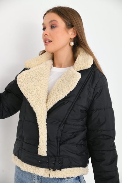 VOLT CLOTHİNG Women's Fur-Detail Coat