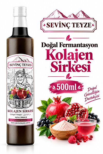 Sevinç Teyze Kolajen Sirkesi, Collagen Vinegar 500ml - Elma Sirkesi, Nar Sirk...