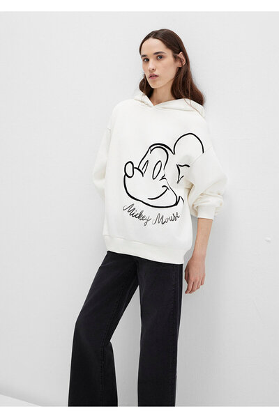 Mavi Mickey Mouse Baskılı Ekru Sweatshirt 1S10466-80194