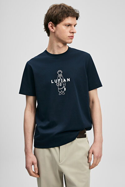 Lufian Sımbad Modern Grafik Tişört Lacivert