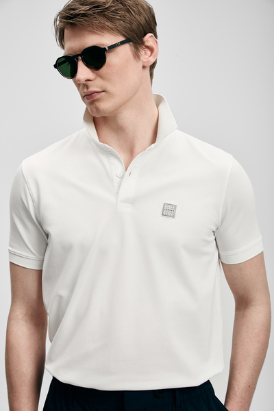 Lufian Carter Smart Erkek Polo Tişört Kırık Beyaz