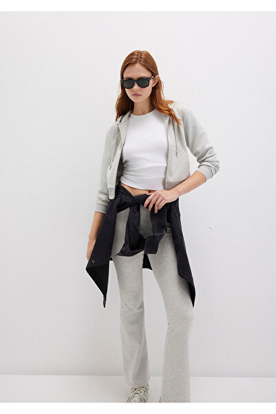 Mavi Kapüşonlu Gri İnterlok Sweatshirt 1S10424-88467