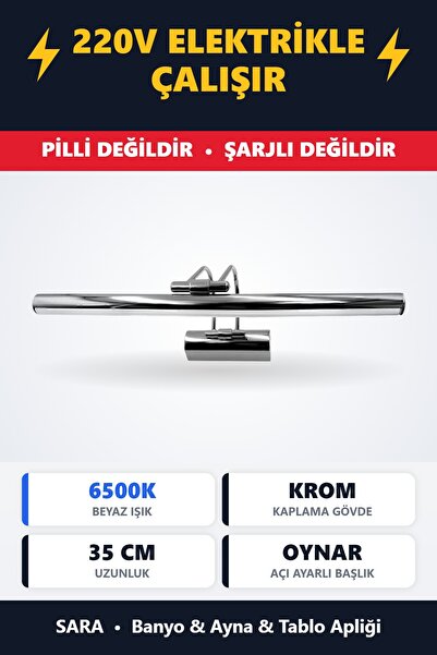 SARA Krom Beyaz Işık Banyo Duvar Ayna Tablo Aydınlatması Flüt Aplik Kuğu Apli...