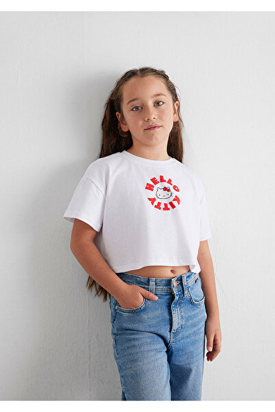 Mavi Hello Kitty Baskılı Beyaz Tişört Loose Fit / Bol Rahat Kesim 7610307-620