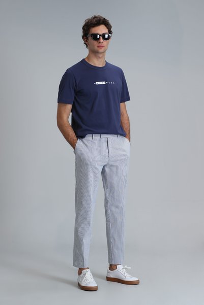 Lufian Kane Modern Graphic T-Shirt Light Navy
