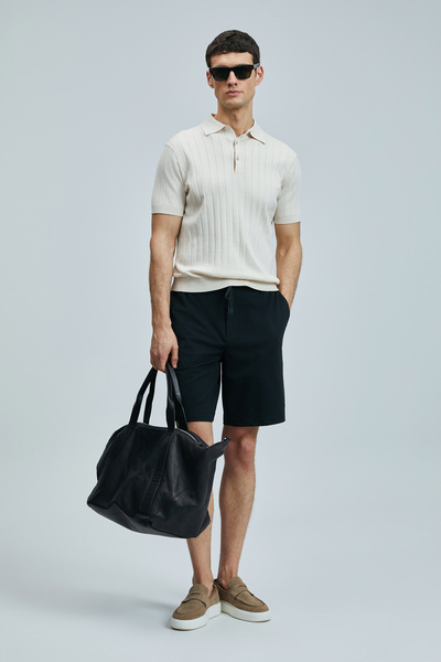 Lufian Aler Spor Erkek Chino Şort Slim Fit Siyah
