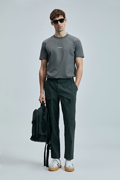 Lufian Marcus Modern Grafik T- Shirt Koyu Yeşil