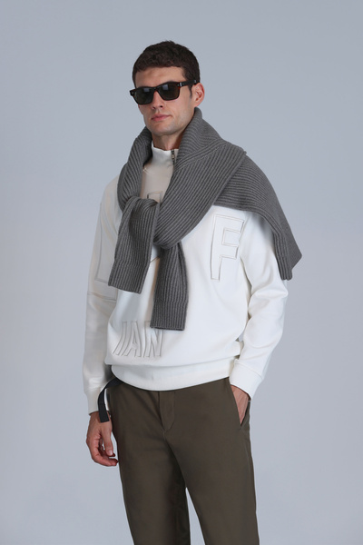 Lufian Focus Erkek Sweatshirt Kırık Beyaz