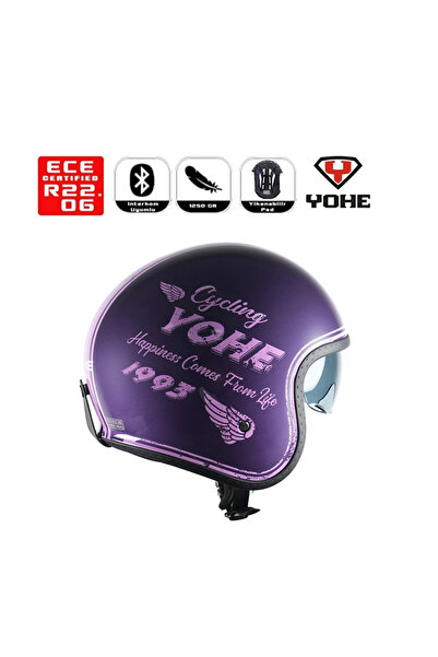 Yohe OF880 Motorsiklet Kaskı ShinyBlue Purple White 13E