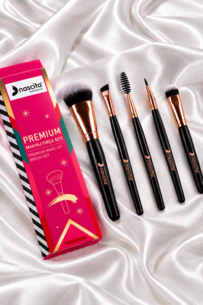 nascita Premium Makyaj Fırça Seti 5’li Yüz Göz Kaş ve Eyeliner Fırça Seti