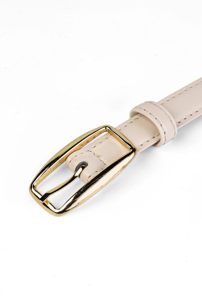 marisha Women's Thin Oval Gold Buckle Belt – Stylish and Compatible with Dresses & Trousers