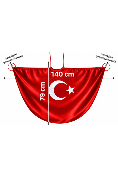 bayrakal Pelerin Türk Bayrağı Pelerin Gösteri Kostümü Kız-erkek Ay Yıldız Bay...