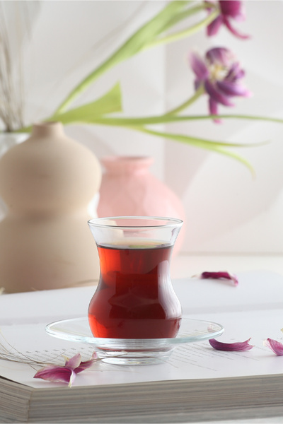 LAV Ayda Cam Çay Seti 6 Kişilik 135 ml (6 Çay Bardağı, 6 Çay Tabağı)