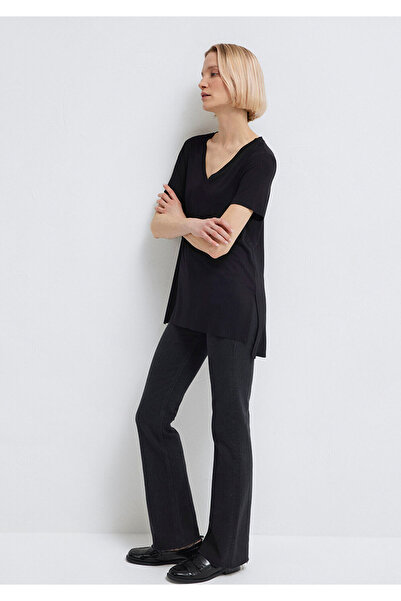 Mavi V-Neck Black Basic Viscous T-Shirt Loose Fit / Loose Relaxed Fit 166775 ...