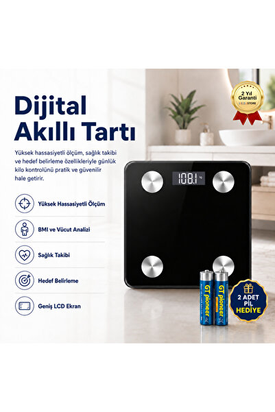Genel Markalar Telefon Ile Uyumlu Akıllı Yağ/kas Ölçer Fonksiyonlu Vücut Anal...