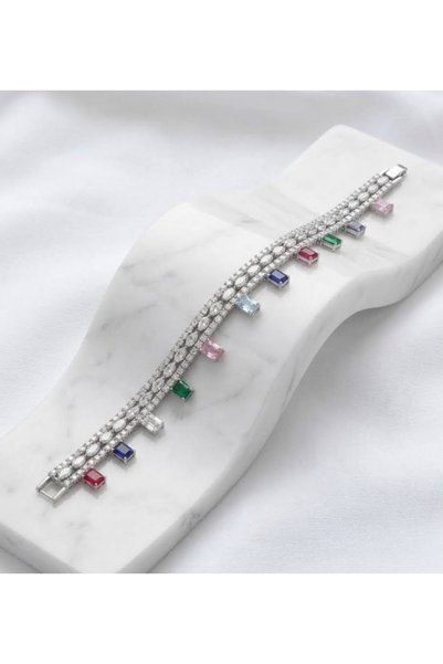 GenelTedarik Steel Pinterest Colorful Zircon Stone Bracelet