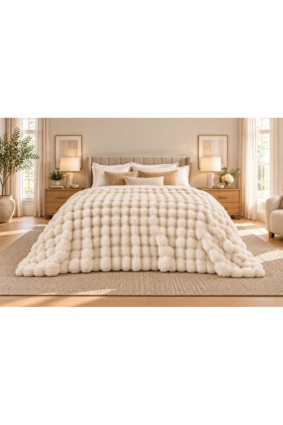 Merinos Angora Bubble Tavşan Tüyü Kutulu 220cm X 240cm Çift Kişilik Battaniye