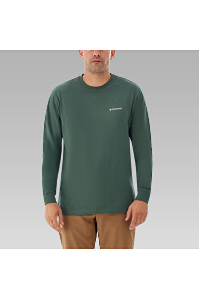 Columbia Csc M Basic Sm Logo Ls Tee Green Men's T-Shirt CS0354-353