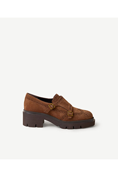 Yargıcı Double Buckle Suede High Sole Flat Shoes