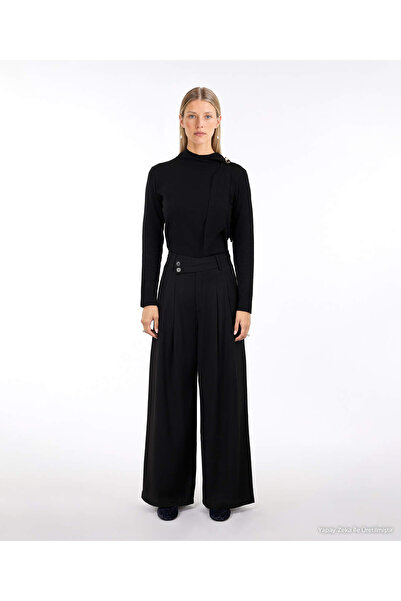 Yargıcı Kemer Detaylı Wide Leg Yüksek Bel Pantolon