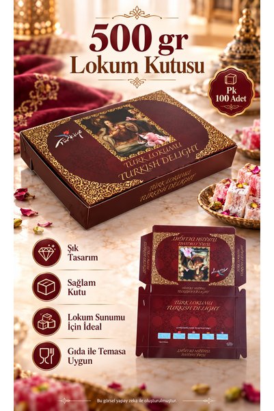 EYMER 500 gr Lokum Kutusu (Pk 100 Adet)