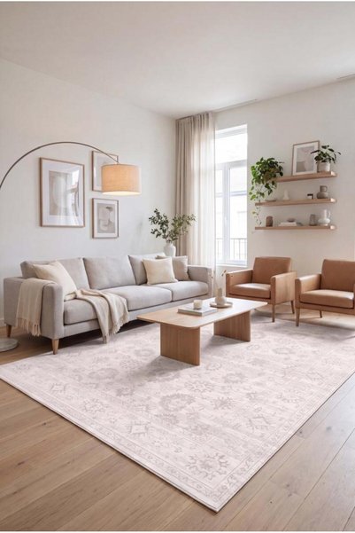 Al Kaffary Carpet سجادة ألكافاري أشلين ناعمة الملمس، كريمي وبيج، 80 × 150 سم