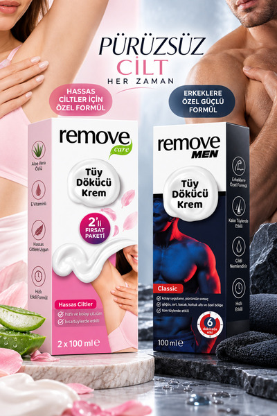 remove Tüy dökücü Krem Hassas Ciltler 200 ml + Tüy dökücü Krem Men Classic 10...