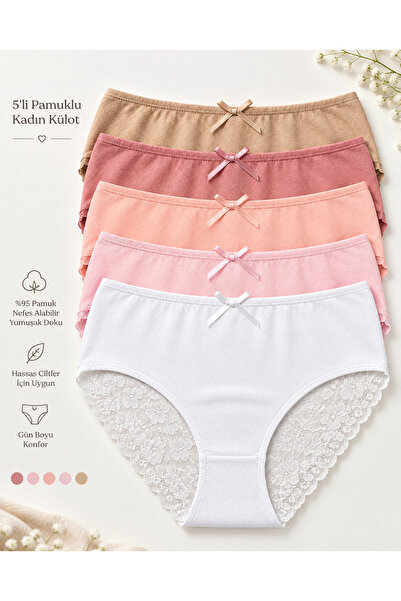 MİSS ELİZZA High Waist Lace Bato Women's Panties 5-Pack 5660
