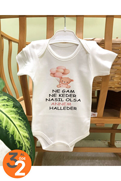 Bebe wini ^Ne Gam Ne Keder Ne de Olsa Annem Halleder^Yazılı Kısa Kol Hediyeli...