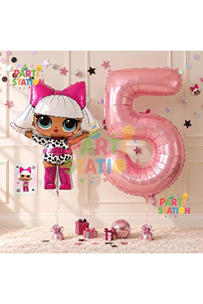 Parti Station Diva LOL Baby 5 Year Old Balloon and Pink Number Balloon Birthd...