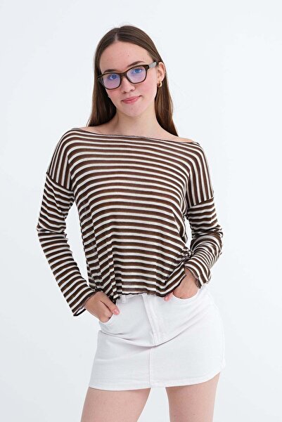 Addax Striped Blouse B476