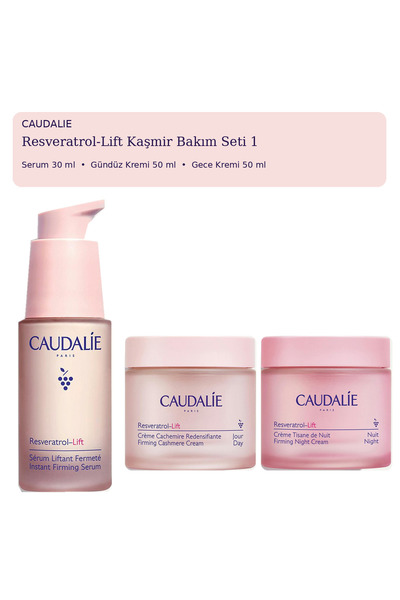Caudalie Resveratrol Kaşmir Bakım Seti 1 Gece Krem - Gündüz Kremi - Serum Ori...
