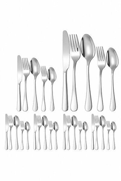 Chavin 1010 Steel 30 Piece 6 Person Gray Elegance Dinner Spoon Fork Knife Set...