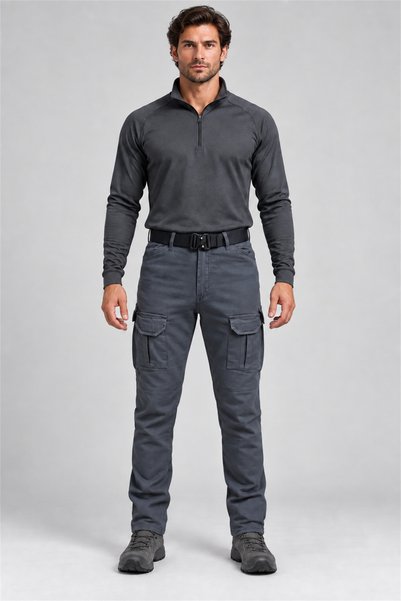 Polviton Gray Men's Cargo Pants Tactical Outdoor Combat Pocket