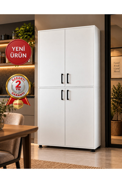 Bravo Home Bravo D11 Çok Amaçlı Dolap – 4 Kapaklı, Ayarlanabilir Raflı