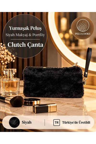 lizy's Makyaj Portföy Clutch Çanta Peluş