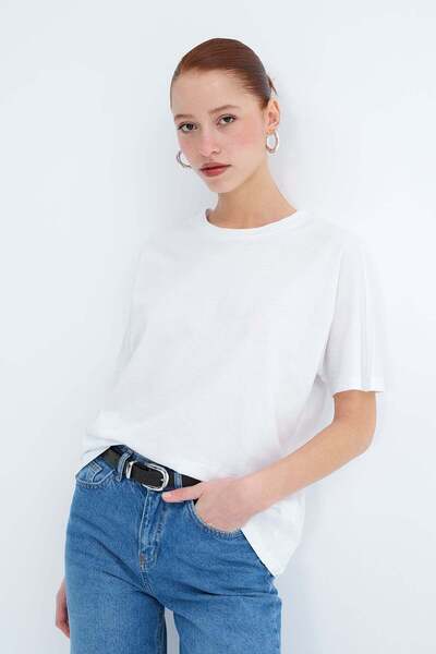 Addax Short Sleeve Oversize Basic T-shirt P0730-j6j7y4