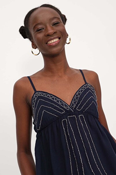 Addax Adjustable Strap Beaded Blouse A17480