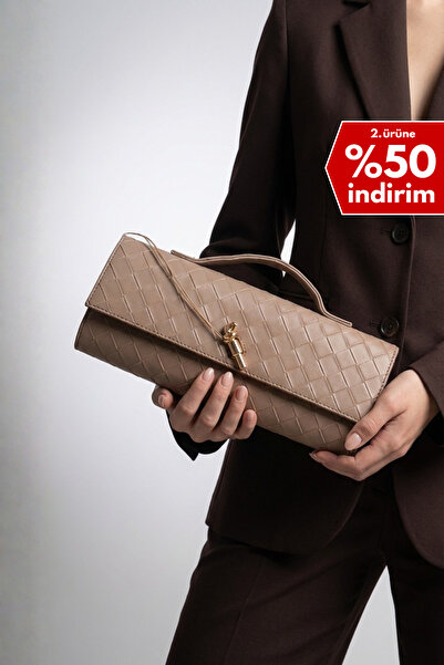 Berlesi Mink Knitted Leather Piece Portfolio Clutch Bag