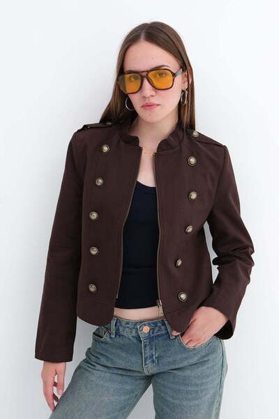 Addax Padded Buttoned Jacket C7804