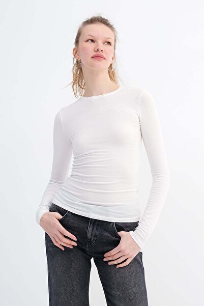 Addax Crew Neck Basic Blouse B1496-Dk2