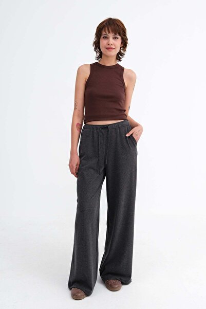 Addax Elastic Waist Wide Leg Trousers Pn19034