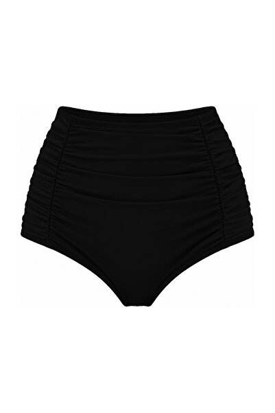 Starinci Mayo Bikini Altı Yüksek Bel Toparlayıcı Siyah Büzgülü