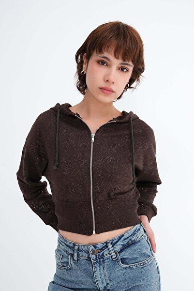 Addax Glitter Crop Sweatshirt H13235