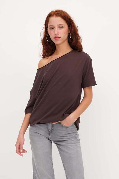 Addax Kayak Neckline Basic T-Shirt P1822