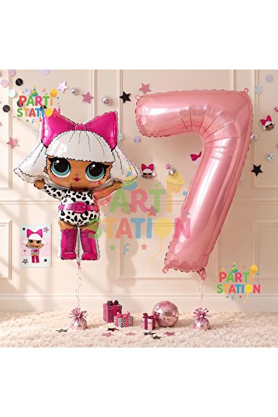 Parti Station Diva LOL Doll 7 Years Old Balloon and Pink Number Balloon Birth...