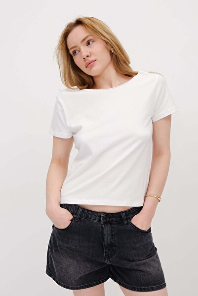 Addax Boat Neck Basic T-Shirt P1805